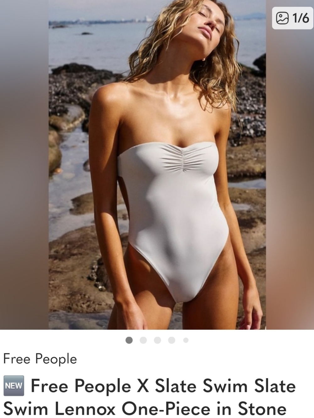 Free People X SLATE SWIM Strapless One-Piece Swimsuit Lennox Stone